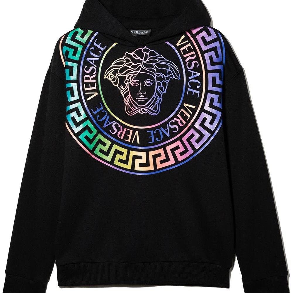 Versace Black Sweater with Holographic Medusa Design